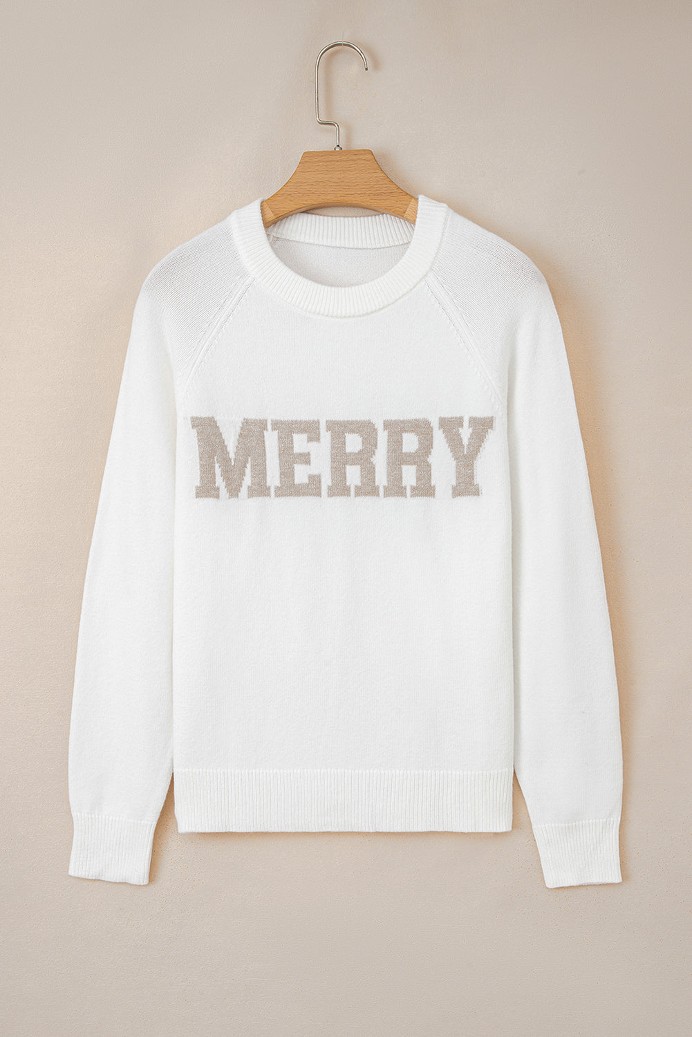 🎄Blackish Green MERRY 🎄Letter Pattern Christmas Raglan Sleeve Sweater🎄